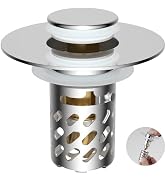 iFealClear Universal All-Metal Bathroom Sink Stopper, Pop Up Sink Drain Strainer with Removable S...