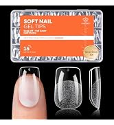 modelones Square Nail Tips, 240pcs Short Square Soft Gel Nail Tips | Full Cover Acrylic Extension...