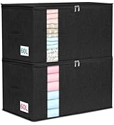 punemi 2 Pack Clothes Storage, Sturdy Blanket Storage Bags with Side Bottom Support, Storage Cont...