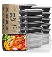 WGCC Meal Prep Containers, 50 Pack Extra-thick Food Storage Containers with Lids, Disposable & Re...