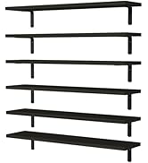 WOPITUES Wood Floating Shelves Set of 6, 24 inch Long Floating Shelves for Wall Decor, Farmhouse ...