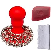 316 Upgraded Chainmail Scrubber with Silicone Handle Cast Iron Cleaner for Cast Iron Grill Pan Sk...