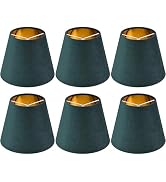 Dark Green Velvet Mini Lamp Shade Set of 6,Small Lamp Shade (Clip On Bulb)4 x 6 x 5in,Modern Chan...
