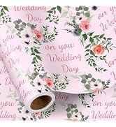 RUSPEPA Wedding Wrapping Paper Roll for Couples, Mini Roll, Elegant Floral Design with On Your We...