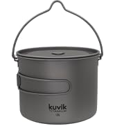 Kuvik 1600ml (54 oz) Titanium Pot with Bail Handle - Ultralight and Compact Pot for Backpacking, ...