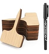 KINGLAKE 60 Pcs Bamboo Plant Labels, Garden Labels, Garden Plant Markers, T-Type Tags Nursery Lab...