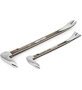 MAXPOWER 2 pcs Nail Puller Set. 8-Inch and 12-Inch Nail Puller Pry Bar and Chisel Scraper