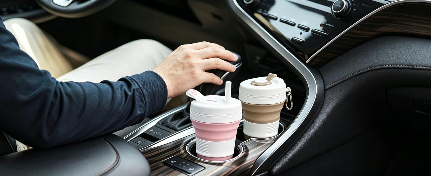Silicone Coffee Cup with Straw Collapsible Cups for Traveling Lightweight Folding