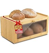 Culinary Couture Bamboo Bread Box for Kitchen Countertop - Large Capacity Storage BreadBox for Ho...