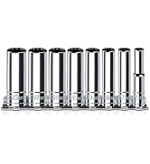 1/4 Inch Drive Socket Set - 8 Piece Metric 12-Point Deep Socket Set (6mm, 7mm, 8mm, 9mm, 10mm, 11...
