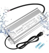 LED Driver 400W 24V Power Supply, IP67 Waterproof Low Voltage Transformer, AC 90-140V to DC 24V 1...