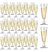 SUREHOME Plastic Champagne Flutes 40 Pack Disposable Champagne Glasses 5oz Clear Plastic Mimosa G...