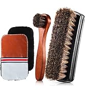 4 Pcs Horsehair Shine Shoes Brush Kit Polish Dauber Applicators Cleaning Leather Shoes Boots Care...