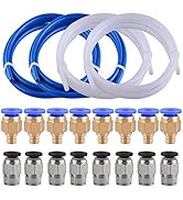 SIQUK 4 Pieces Teflon Tube PTFE Tubing(1 Meter) with 8 Pieces PC4-M6 Fittings and 8 Pieces PC4-M1...