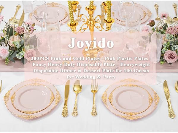Pink plastic plates