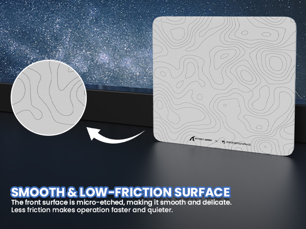 ATTACK SHARK CM05 Large Glass Gaming Mouse Pad - 450x400mm Nano-Textured Glass for Precision Speed