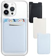 Phone Wallet Stick on,3Pack Phone Card Holder for Phone Case, Leather Credit Card Sticky Wallet D...