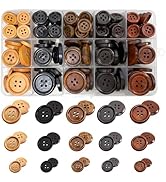 Assorted Wood Buttons for Sewing Crafts, 190Pcs Handmade Mixed Sewing Wooden Buttons with Storage...