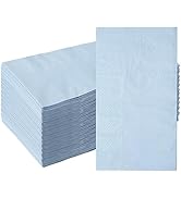 50 Pieces 3-ply Blue Napkins Disposable 13 x 15.7 Inches Guest Bathroom Napkins Dessert Napkins D...