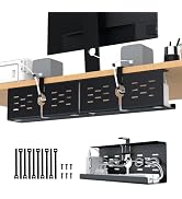 KEEGH 16 in Under Desk Cable Management Tray, Metal Cord Organizer, 2 Pack | No Drill Clamp Mount...