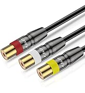 J&D Audio Video RCA Extension Cable, Copper Shell Heavy Duty 3 RCA Male to 3 RCA Female AV Cable ...