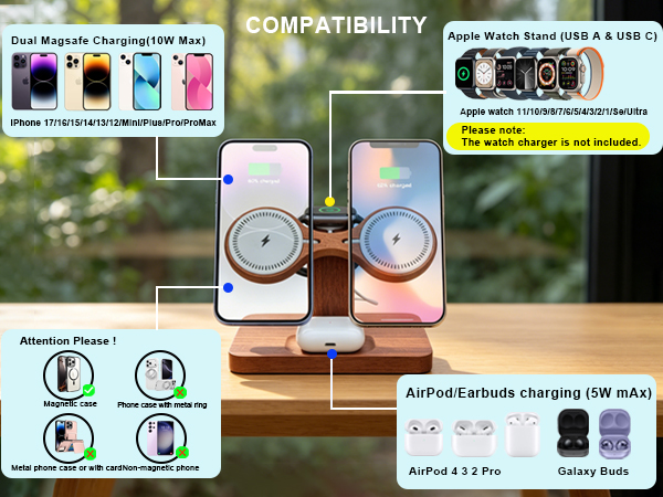 dual phone charging station dual magsafe charger stand 2 phone wireless charging station apple