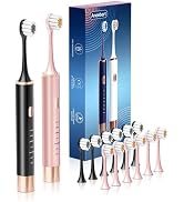 Aneebart Black & Pink Electric Toothbrush for Adults, 2 Pack Toothbrush,USB Rechargeable Sonic To...