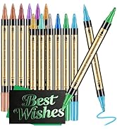PTAZSCTC 12 Colors Metallic Marker Pens,Dual Tip Acrylic Paint Pens for Black Paper, Scrapbooking...