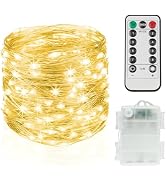 suddus Fairy Lights Battery Operated with Remote, 33ft 100 LED Dimmable Twinkle Lights with Timer...