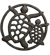 GASARÉ, Cast Iron Trivet for Hot Dishes, Pots, and Pans, Metal Trivet, 2 Turtle Design, Rubber Fe...