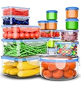 RockBerry 32 Pcs Large Plastic Food storage containers-85 oz to Sauces Box Stackable Kitchen stor...