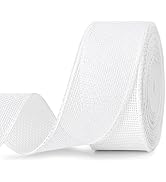 Christmas White Burlap Wired Ribbon, 1-1/2 Inch x 10 Yard, Natural Solid Wired Edge Ribbon for Ch...