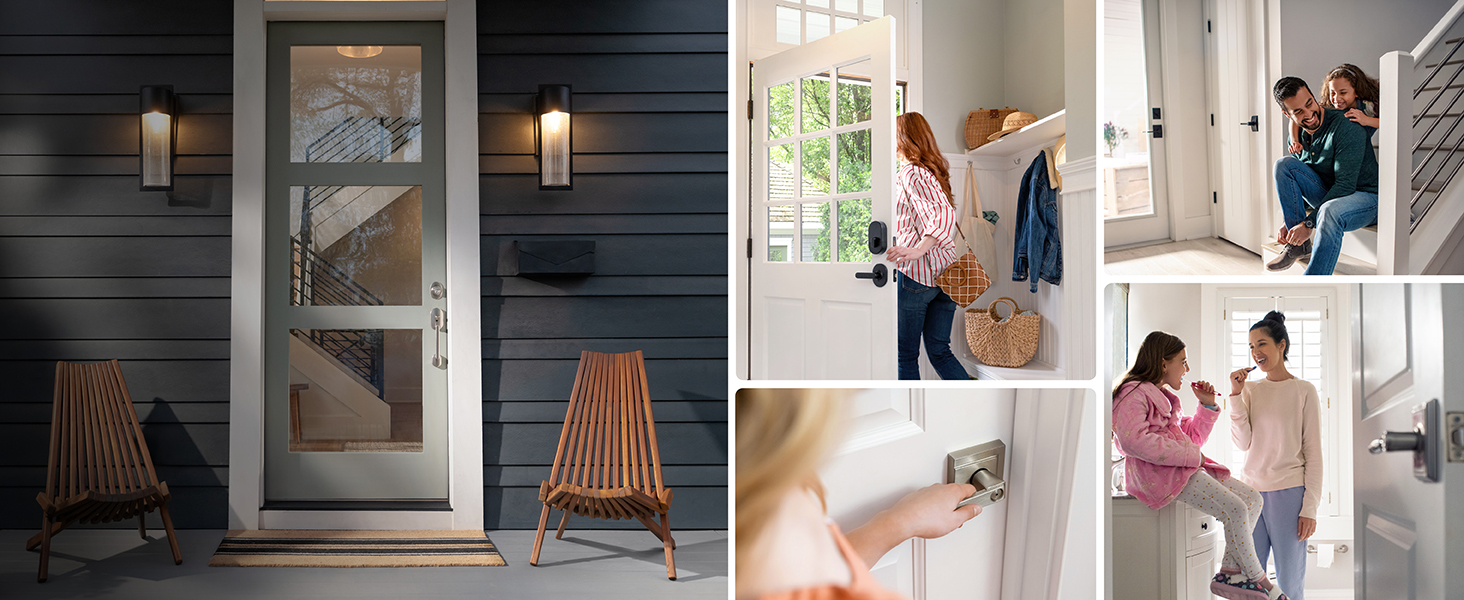 Schlage door hardware on front doors, closet doors, bathroom doors, office doors and in entire home