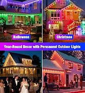 Permanent Outdoor Lights 147FT with 54 RGBIC LED Smart LED Light, App/Remote Control IP68 Waterpr...