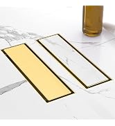 EBYTE Gold Linear Shower Drain 12 Inch - 304 Stainless Steel Shower Drain, Brushed Gold Linear Dr...