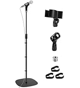 BILIONE Microphone Stand Floor, 22"-70" Height Adjustable Boom Mic Stands with Weighted Base, Stu...