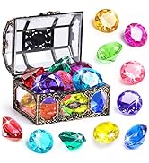 Diving Gem Pool Toy 10PCS DISHIO Big Colorful Diamond Diving Toy with Treasure Box Chest Pirate P...