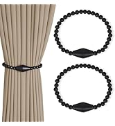 Meplait 2 Pack Magnetic Curtain Tiebacks, Wooden Bead Curtain Holdbacks Adjustable Decorative Tie...