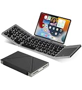 zonfomst Ultra Slim Foldable Wireless Keyboard with Holder, Pocket Folding Keyboards with Touchpa...