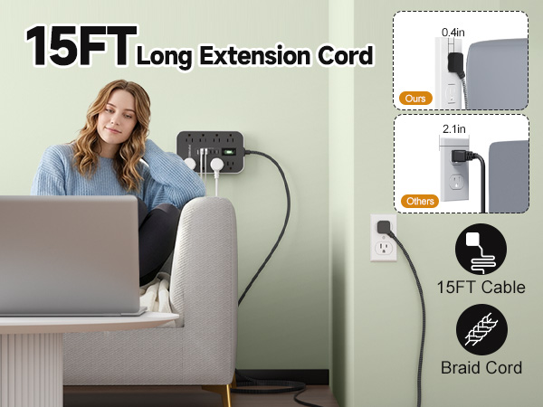 extension cord 15FT destop power strip