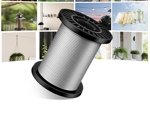 CHIWODA wire rope works for string lights, trellises, fencing, clotheslines, and hanging decor.