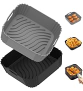 Redfly 2 Pack Air Fryer Silicone Liners, Square Airfryer Liners, Silicone Air Fryer Liners Reusab...