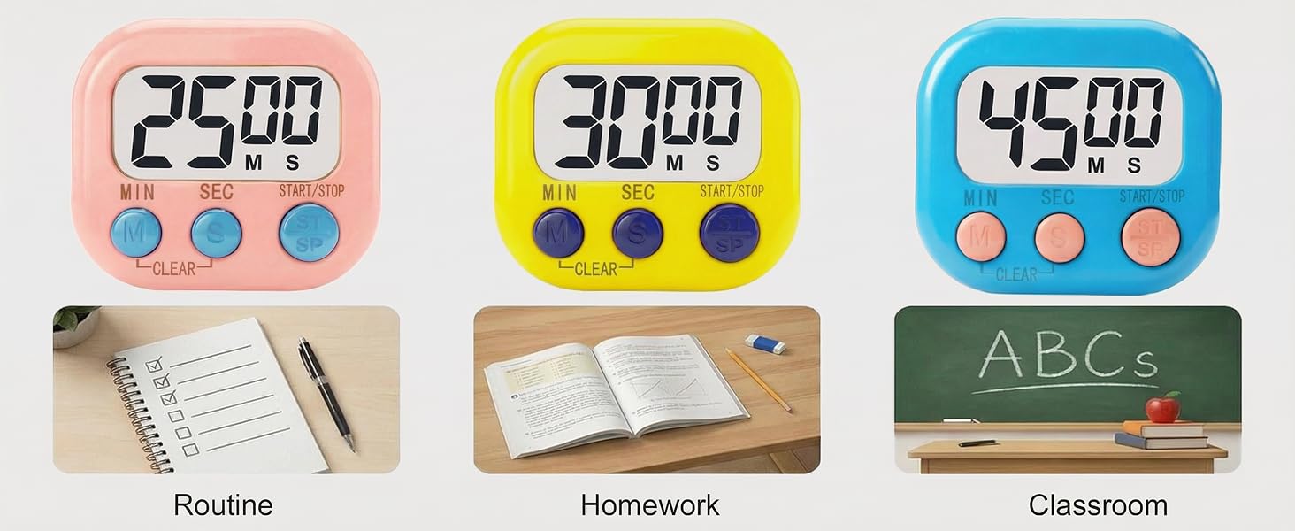 Digital Classroom Timer for Teacher, Magnetic Kitchen Timer for Kids Homework Study Cooking Gym Game
