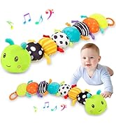 Baby Stuffed Animal Toys for 0-6 6-12 Months, Baby Musical Caterpillar Tummy Time Toys for Babies...