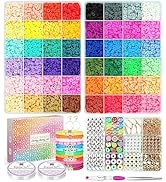 12000 Pcs Clay Beads for Bracelet Making, Paodey 48 Colors 3 Boxes Polymer Clay Beads Spacer Bead...