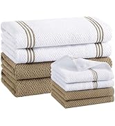 Homaxy 100% Cotton Kitchen Towels and Dishcloths Set, 12 x 12 & 16 x 26 Inches, Set of 8 Bulk Dua...