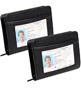 Paddsun 2 Pack Credit Card Holder Wallet RFID Blocking Leather Wallet for Men and Women with Zipp...
