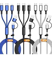 YaCeSyn 3Pack Multi 6 in 1 Fast Charging Cable 4FT/1.2M Quick Charge Cord Nylon Braided USB A/C t...