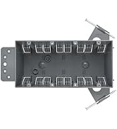 4-Gang Plastic Electrical Box, Grey Outlet Box, Four Gang New Work Junction Box, Captive Nails, 5...