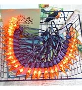27.8Ft Flickering Flame String Lights, Orange Halloween Lights with 25+4 Pack C7 Orange Flame Lig...